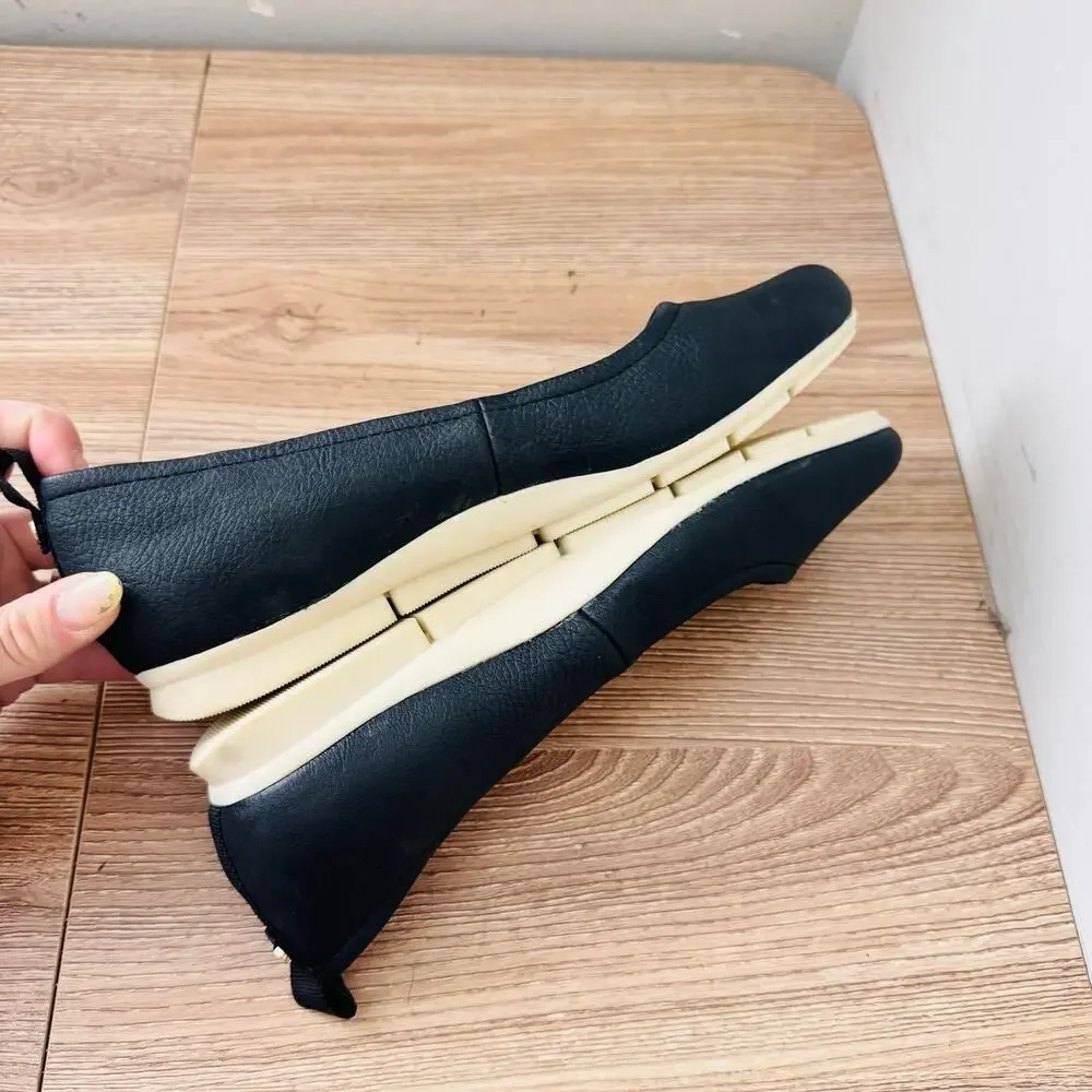 Dr Scholls Timeless Black Leather Ballerina Flats Women’s Size 6